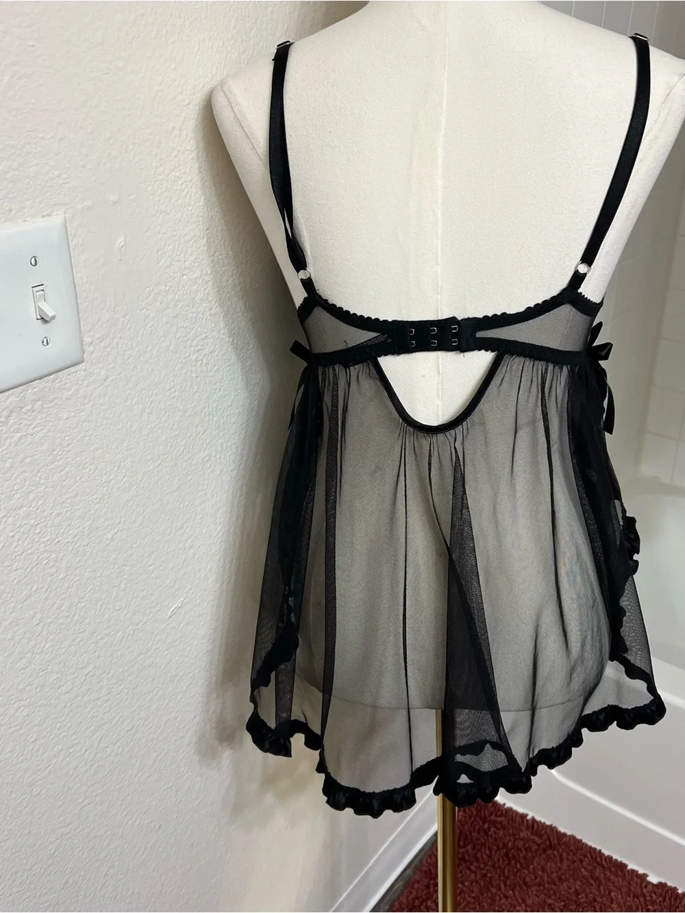 Victoria’s Secret sexy little things black sequins sheer babydoll lingerie slip